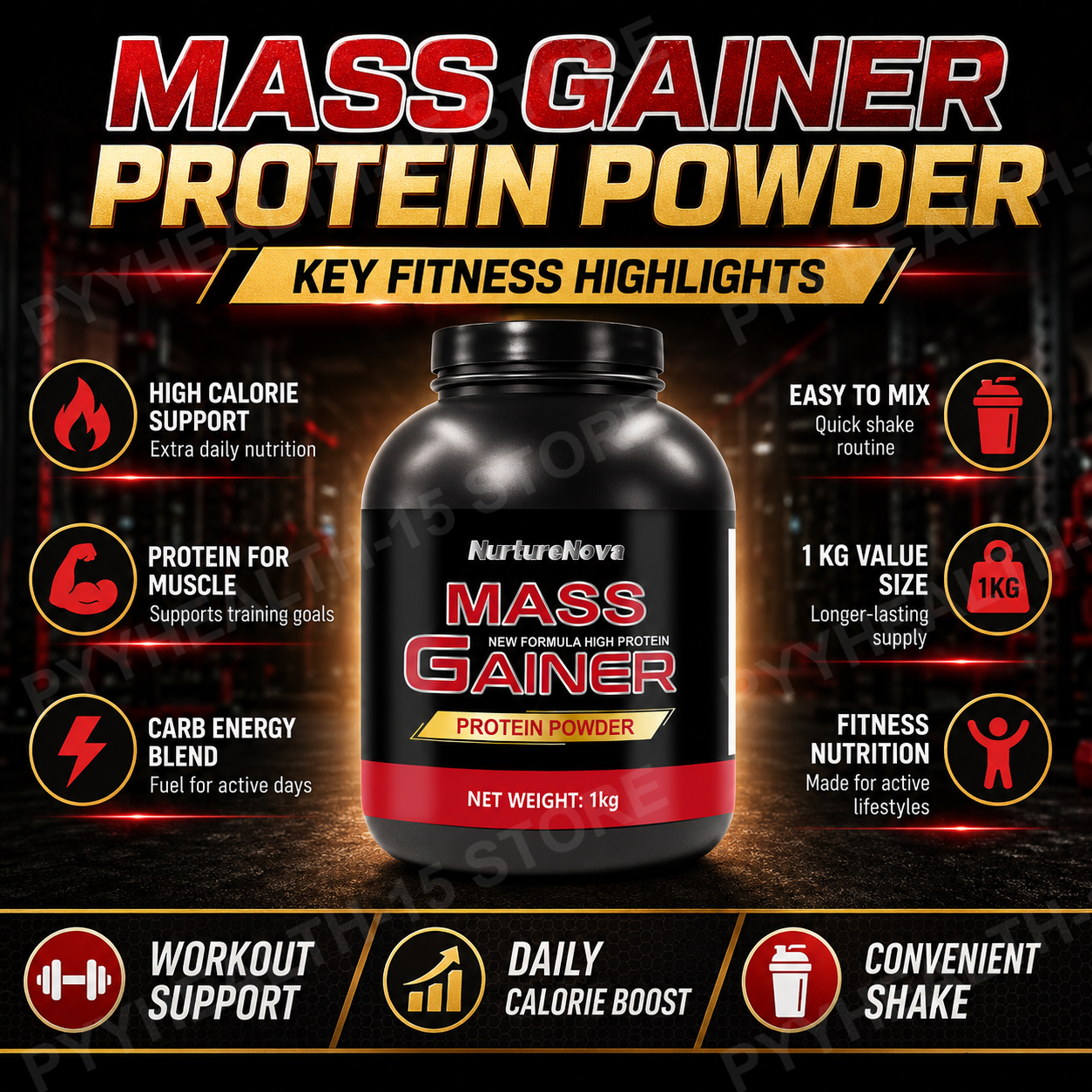 Nutrition And Fitness - Mass Gainer Protein Powder 1kg Chocolate